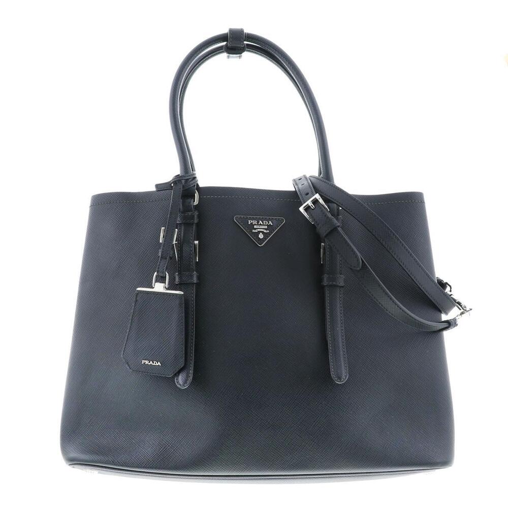 Prada Saffiano Cuir Double Bag leather Black